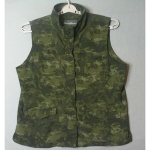 Eddie Bauer Vest Womens XXL Green Camo Vented Lightweight Utility Multi Pocket